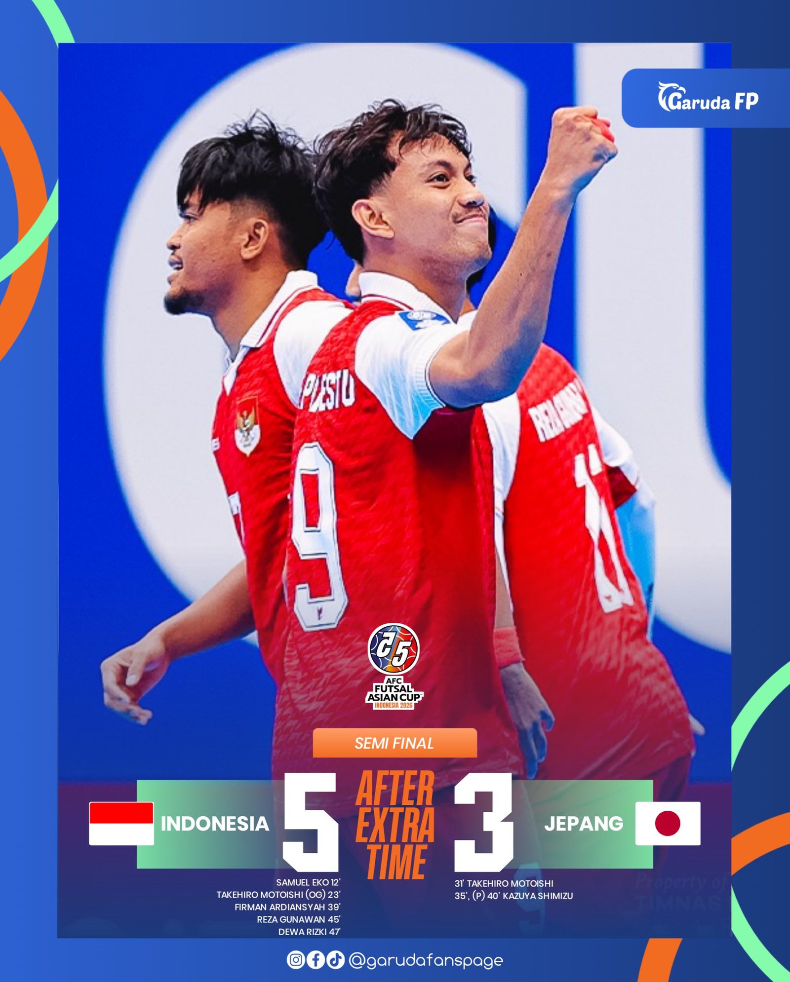 Indonesia vs Jepang 5-3, Timnas Futsal Lolos Final Piala Asia Futsal 2026
